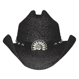 Bullhide 2223BL Cowboy Hat Women's XL Black Straw Studded Western Sassy Cowgirl
